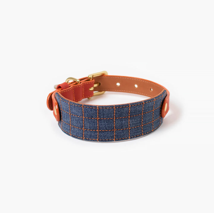 Ramona For You Media Naranja Leather & Denim Collar