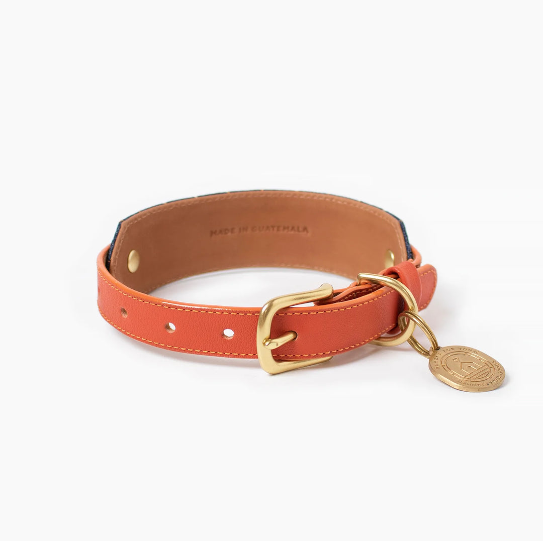 Ramona For You Media Naranja Leather & Denim Collar