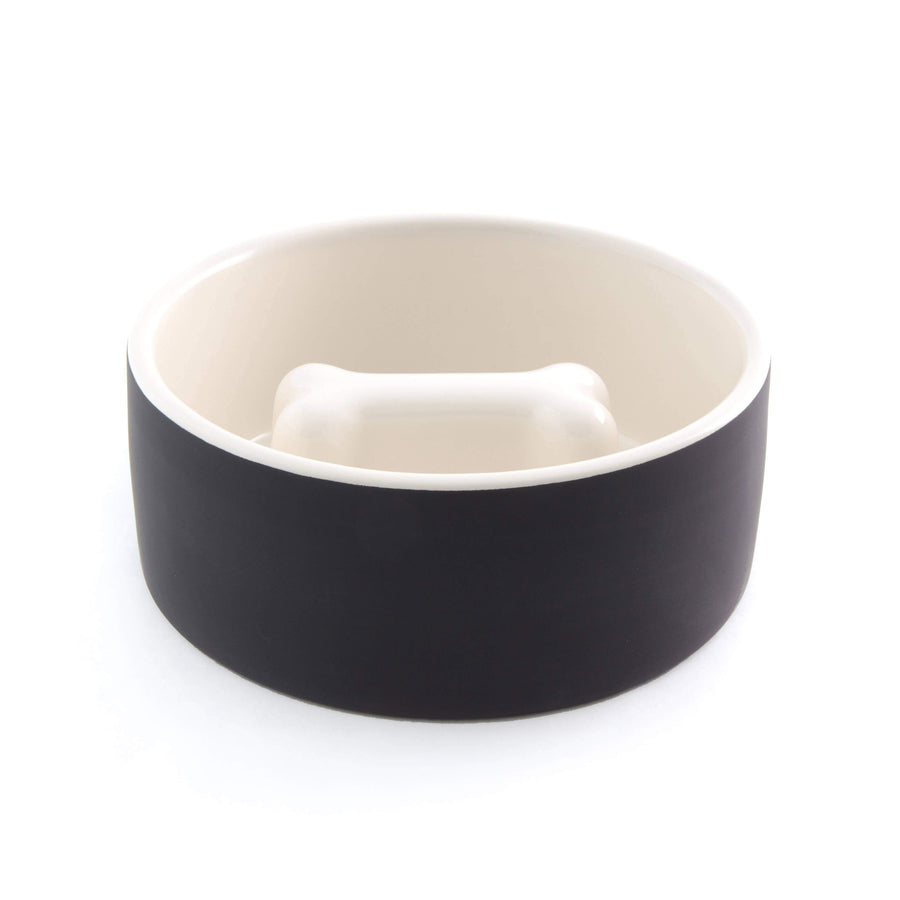 Slow Feed Ceramic Bowl Black