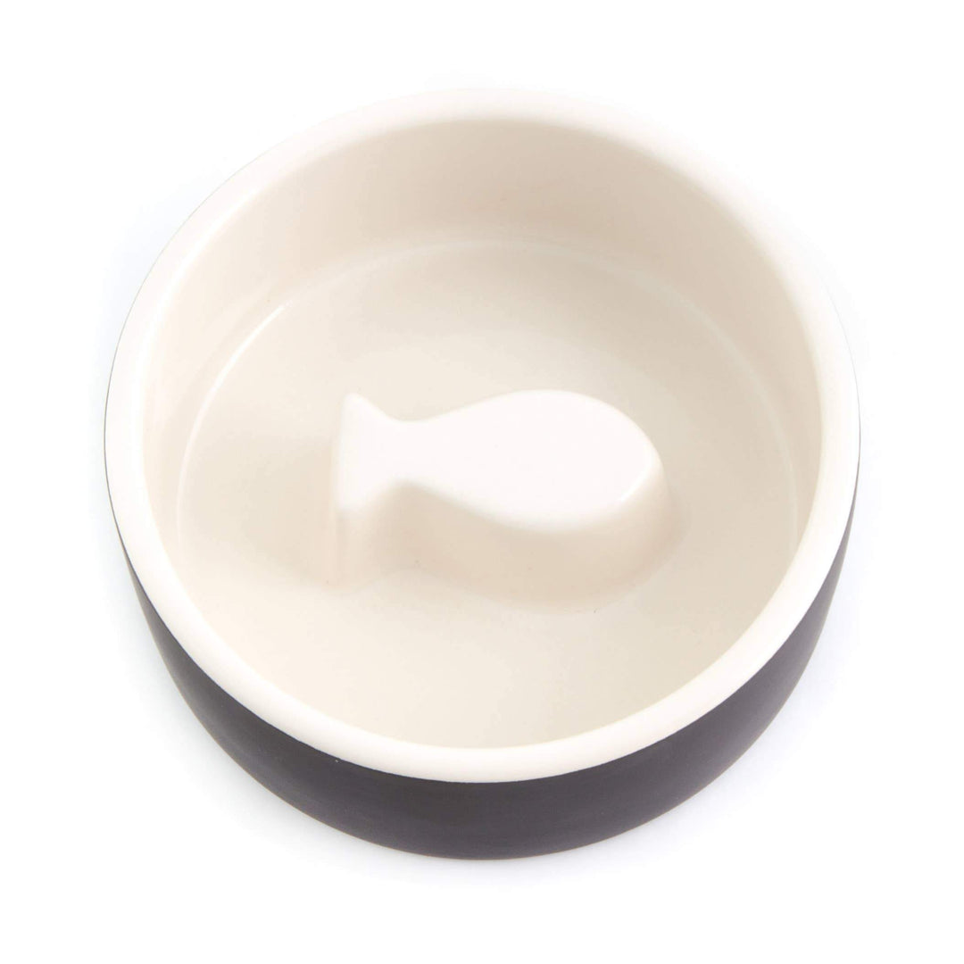 Slow Feed Ceramic Bowl Black