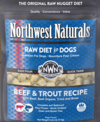 Northwest Naturals Frozen Beef Trout Nuggets 6lbs for Dogs