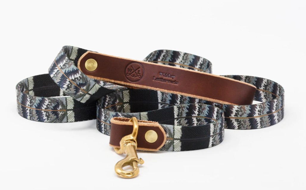 Handcrafted Leather & Grouse Trout Print Adjustable Leash