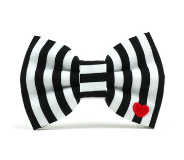 Black and White Striped Bow Tie for Collar