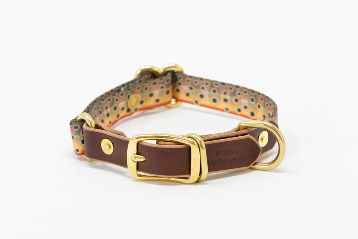 Handcrafted Leather & Cutthroat Print Adjustable Collar (M-XL)