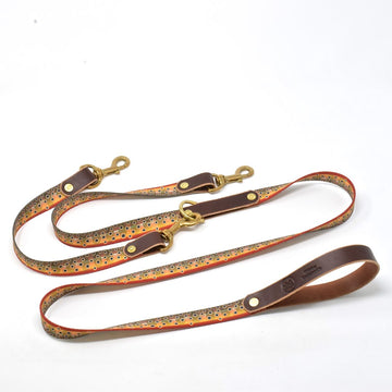 Handcrafted Leather & Cutthroat Trout Double Leash