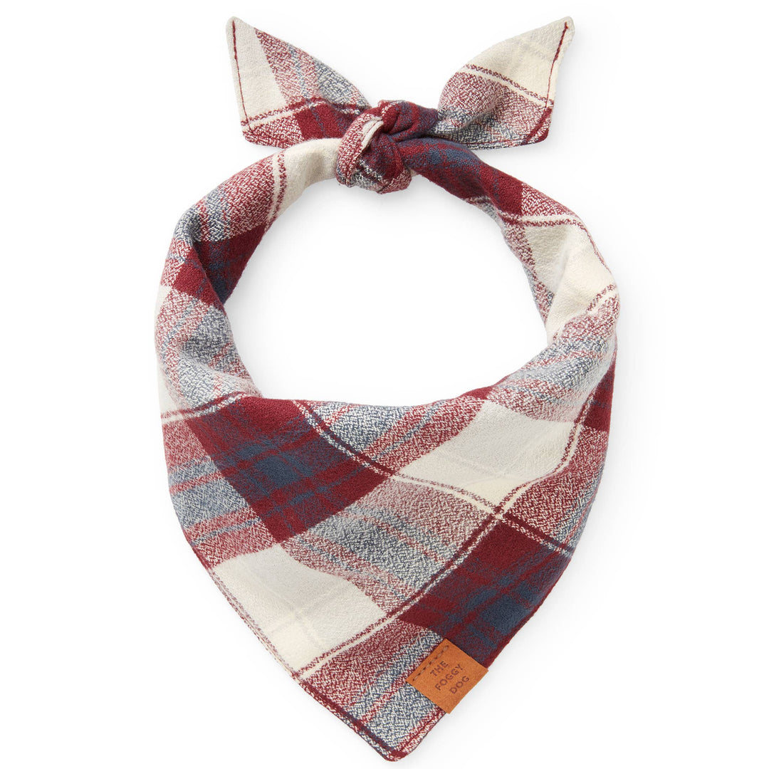 Merlot Plaid Flannel Fall Dog Bandana