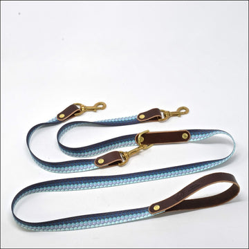 Handcrafted Leather & Tarpon Print Double Leash